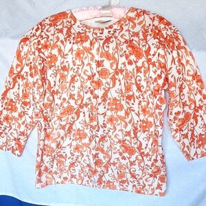 Floral Orange and White Light Weight Cardigan